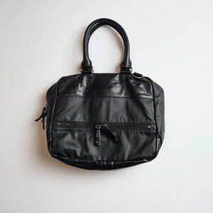 Sarah Pacini Leather & Waxed Cotton Satchel - Black (NEW)